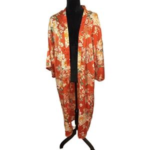 Robe Kimono, Forever 21 Orange Satin Floral M